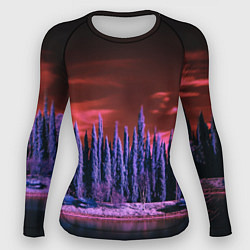Женский рашгард Абстрактный фиолетовый лес и тёмная река