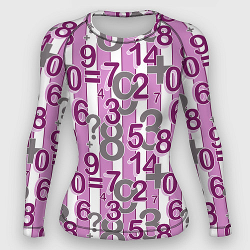 Женский рашгард Бело-розовый узор Арифметика / 3D-принт – фото 1