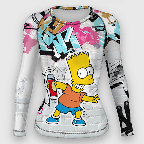Женский рашгард Барт Симпсон на фоне стены с граффити / 3D-принт – фото 1
