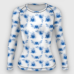 Рашгард женский Blue floral pattern, цвет: 3D-принт