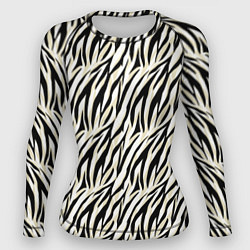 Женский рашгард Тигровый полосатый узор-черные, бежевые полосы на