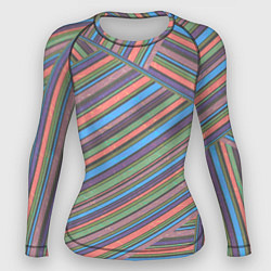 Рашгард женский Яркие, хаотично расположенные полосы, цвет: 3D-принт