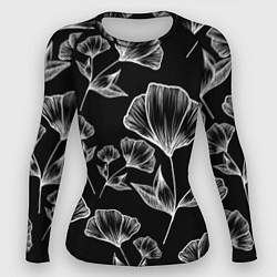 Рашгард женский Графичные цветы на черном фоне, цвет: 3D-принт