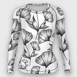 Рашгард женский Графичные цветы на белом фоне, цвет: 3D-принт