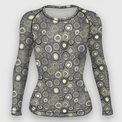 Рашгард женский Серый абстрактный узор ретро с кольцами, цвет: 3D-принт