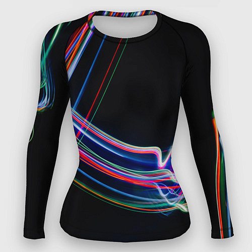 Женский рашгард Неоновые линии во тьме / 3D-принт – фото 1