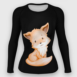 Рашгард женский Маленький Лисёнок На Чёрном Фоне, цвет: 3D-принт