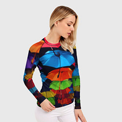Рашгард женский Разноцветные зонтики - композиция, цвет: 3D-принт — фото 2