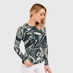 Рашгард женский Японская тату текстура, цвет: 3D-принт — фото 2