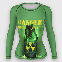 Рашгард женский Мутант - Опасность: высокая радиация!, цвет: 3D-принт