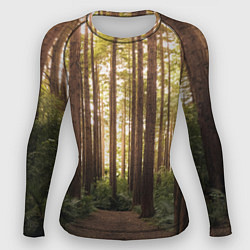 Рашгард женский Дневной лес, деревья и свет, цвет: 3D-принт