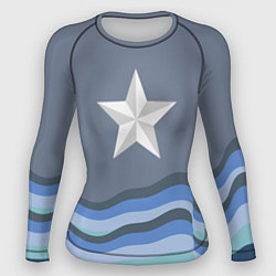 Рашгард женский Звезда на сером фоне волна, цвет: 3D-принт