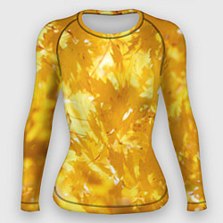 Рашгард женский Золотые листья на ветках, цвет: 3D-принт
