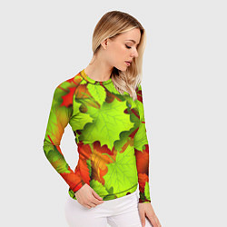 Рашгард женский Зелёные осенние листья, цвет: 3D-принт — фото 2