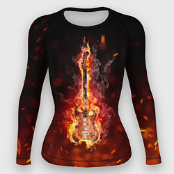Рашгард женский Гитара - пламя, цвет: 3D-принт
