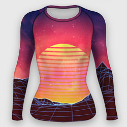 Рашгард женский Абстрактные 3D неоновые горы на закате, цвет: 3D-принт