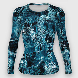 Рашгард женский Гранж - абстрактные синие разводы, цвет: 3D-принт
