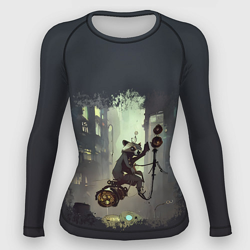 Женский рашгард Енот на ракете / 3D-принт – фото 1