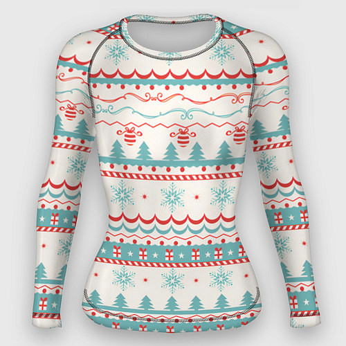 Женский рашгард Новогодний свитер, но без оленей / 3D-принт – фото 1