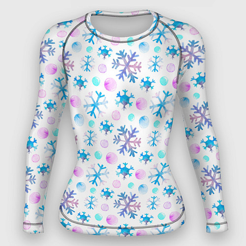 Женский рашгард Снежинки - новый год / 3D-принт – фото 1