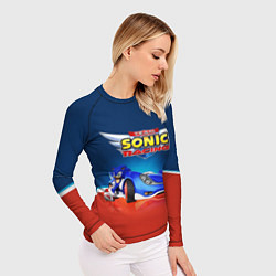 Рашгард женский Team Sonic Racing - Ёжик и его точило, цвет: 3D-принт — фото 2
