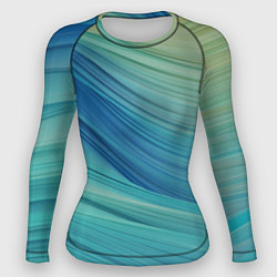 Рашгард женский Абстрактные синезелёные волны, цвет: 3D-принт