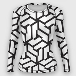Рашгард женский Чёрно-белый бесконечный лабиринт, цвет: 3D-принт