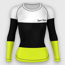 Рашгард женский Sport - полосатый желтый черный белый, цвет: 3D-принт