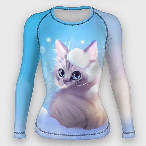 Женский рашгард Заснеженный котик / 3D-принт – фото 1