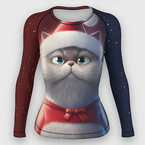 Женский рашгард Новогодний кот в шапке / 3D-принт – фото 1