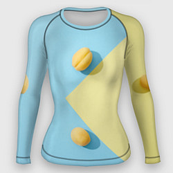 Рашгард женский Жёлтый и голубой цвета и абрикосы, цвет: 3D-принт