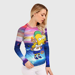 Рашгард женский Барт Симпсон с пончиками в космическом пространств, цвет: 3D-принт — фото 2
