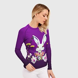 Рашгард женский Кролик с одуванчиками, цвет: 3D-принт — фото 2