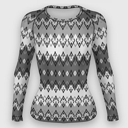 Женский рашгард Серый геометрический полосатый орнамент