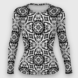 Рашгард женский Белое кружево на черном, цвет: 3D-принт