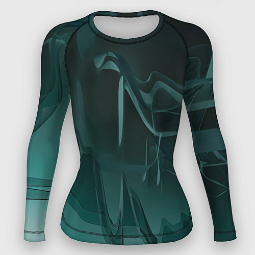 Женский рашгард Волнообразные тёмно-зелёные линии / 3D-принт – фото 1