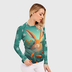 Рашгард женский Кролик в море моркови, цвет: 3D-принт — фото 2