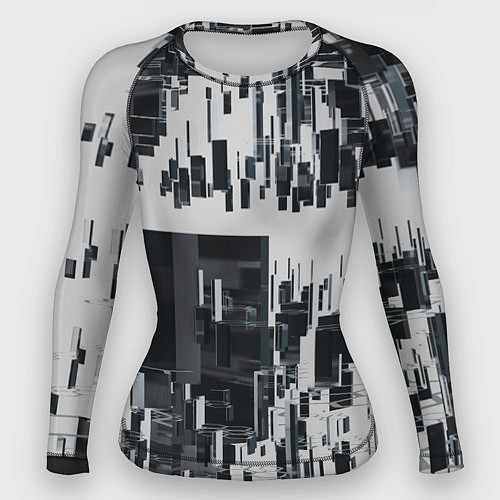 Женский рашгард Геометрическое множество объёмных чёрно-белых фигу / 3D-принт – фото 1