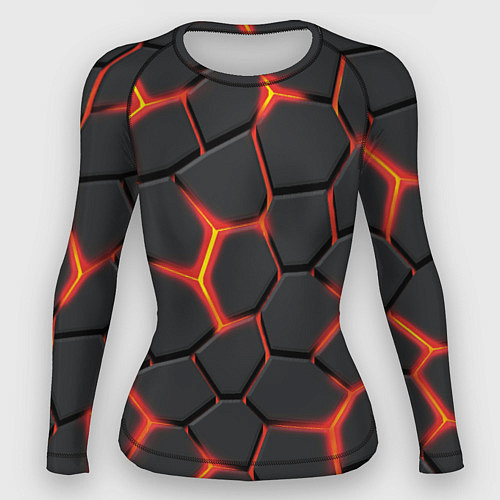 Женский рашгард Неоновый разлом - жёлтый / 3D-принт – фото 1