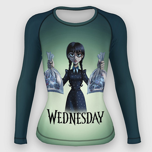 Женский рашгард Уэнсдэй с пираньями / 3D-принт – фото 1