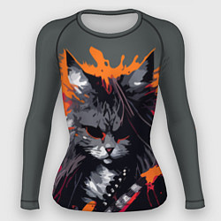 Рашгард женский Rocker Cat on a gray background - C-Cats collectio, цвет: 3D-принт