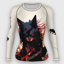 Женский рашгард Black rocker cat on a light background - C-Cats co