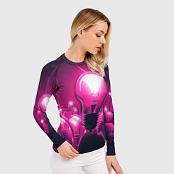 Рашгард женский Абстрактные идеи в виде лампочек у людей в неоново, цвет: 3D-принт — фото 2