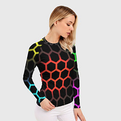 Рашгард женский Gradient hexagon genshin, цвет: 3D-принт — фото 2