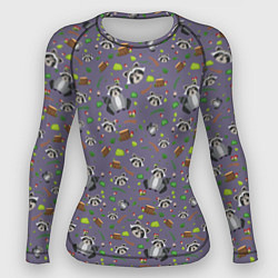 Рашгард женский Енотики паттерн, цвет: 3D-принт