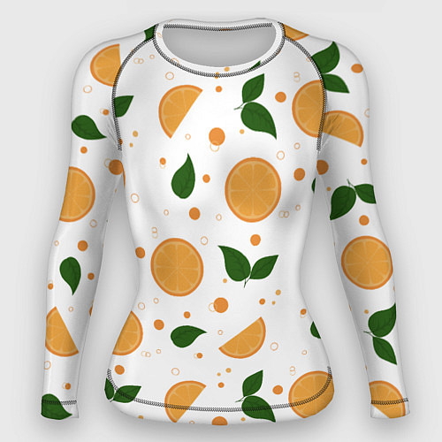 Женский рашгард Апельсины с листьями / 3D-принт – фото 1