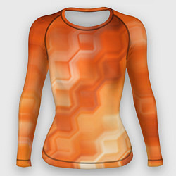 Рашгард женский Золотисто-оранжевый туманный паттерн, цвет: 3D-принт