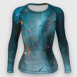 Рашгард женский Абстрактный синий туман, силуэты и краски, цвет: 3D-принт
