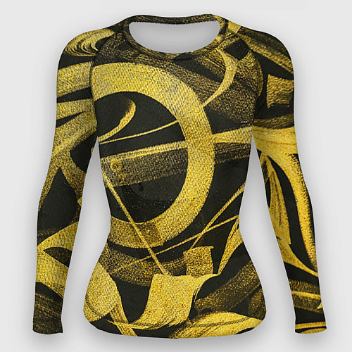 Женский рашгард Gold Calligraphic / 3D-принт – фото 1