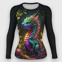 Рашгард женский Разноцветный дракончик в лесу, цвет: 3D-принт